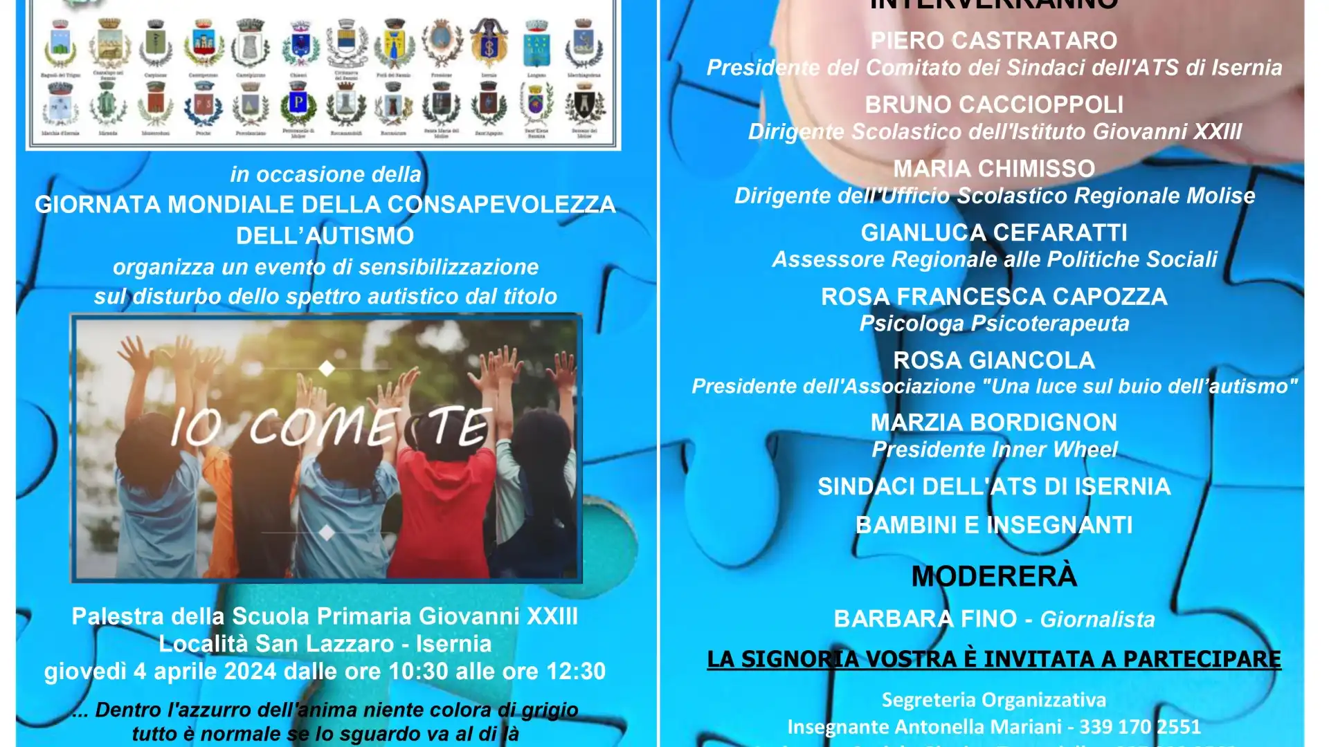 Giornata Mondiale della Consapevolezza dell’Autismo. Ad Isernia l’evento promosso dall’Ats Pentro.